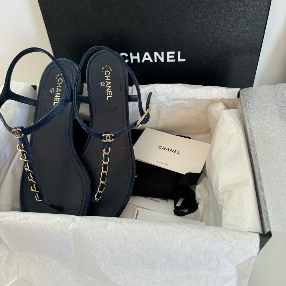 Chanel Navy Sandals - size 8